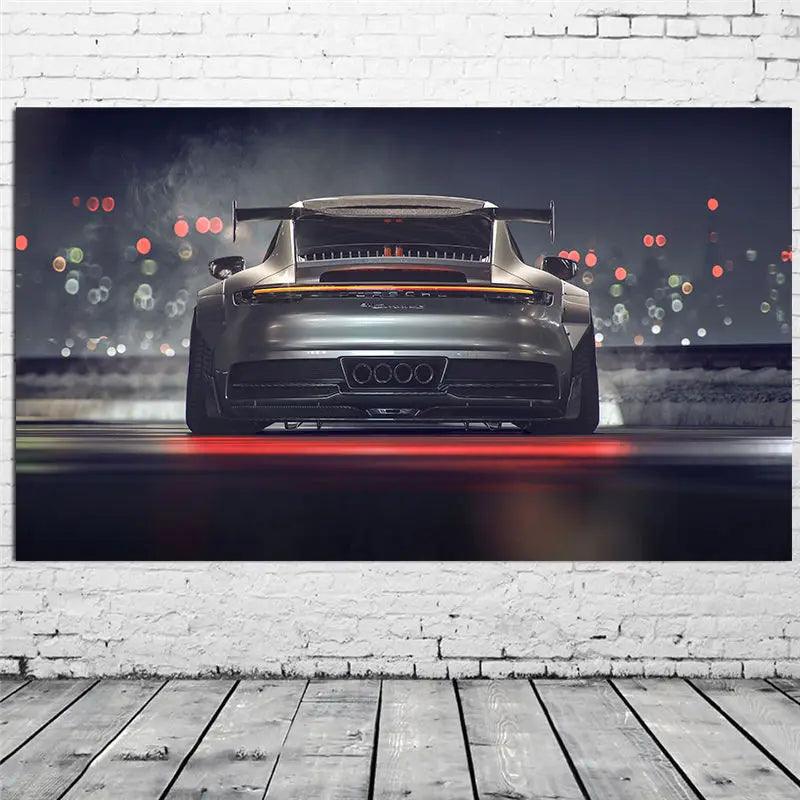 Load image into Gallery viewer, Modern canvas wall art - 911 GT supercar back view, unframed silk print
