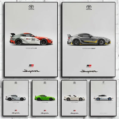 Supra GR and GTR racing car poster - Fast and Furious canvas wall art