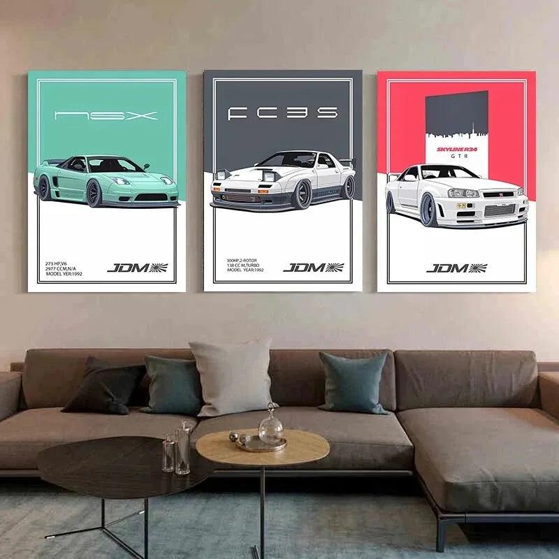 Load image into Gallery viewer, Fast and Furious GTR racing car poster - canvas wall art for boys&#39; room
