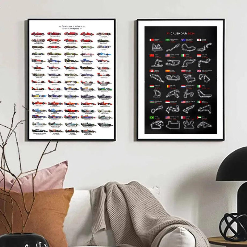 Load image into Gallery viewer, Formula 1 2024 world champions poster - racing car evolution canvas wall art
