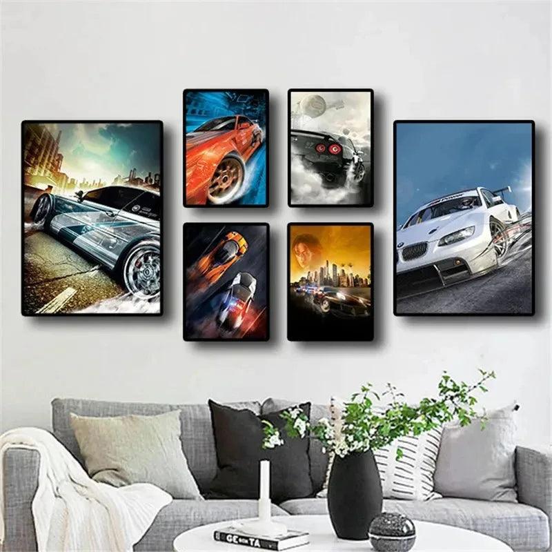 Load image into Gallery viewer, Vintage racing car rally poster - Need for Speed canvas print for living room
