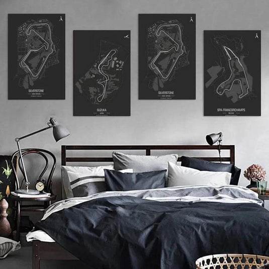 F1 track circuit poster - modern canvas wall art