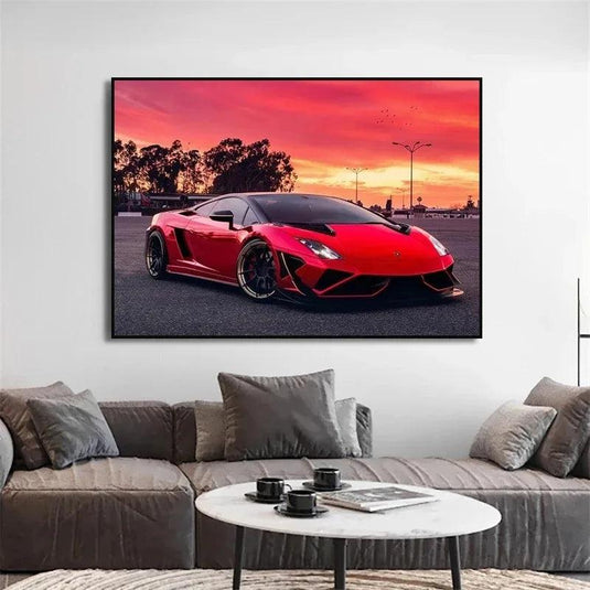 Lamborghini canvas print - red supercar wall art for living room or office