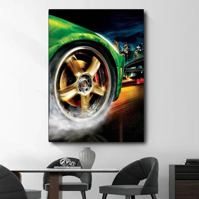 Load image into Gallery viewer, Vintage racing car rally poster - Need for Speed canvas print for living room
