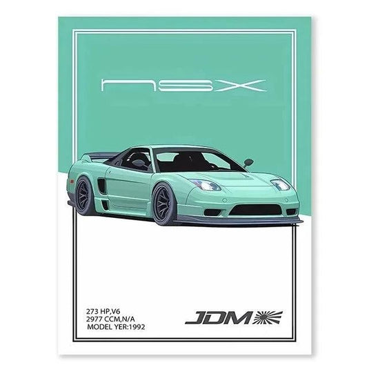 Fast and Furious GTR racing car poster - canvas wall art for boys' room