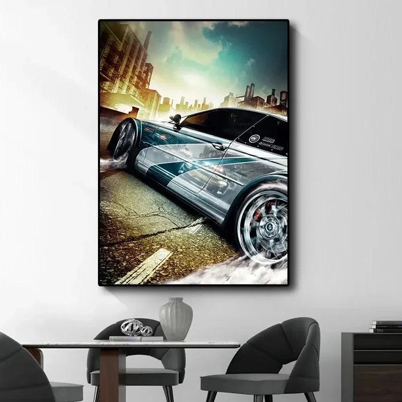 Load image into Gallery viewer, Vintage racing car rally poster - Need for Speed canvas print for living room
