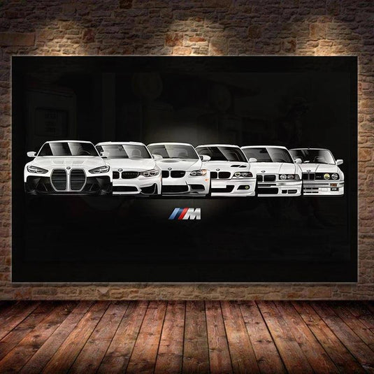 BMW sports car poster - canvas print wall art for living room decor