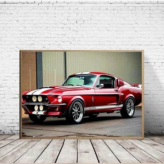 Ford Mustang classic sports car poster - canvas print for living room decor