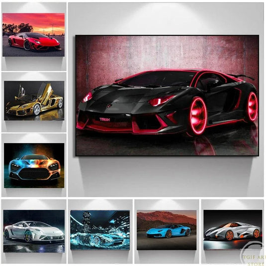 Lamborghini canvas print - red supercar wall art for living room or office