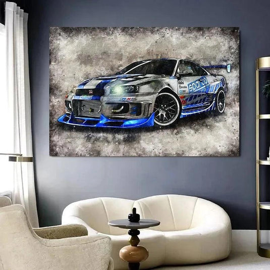 Nissan Skyline GT-R poster - luxury supercar canvas print, Fast and Furious wall art