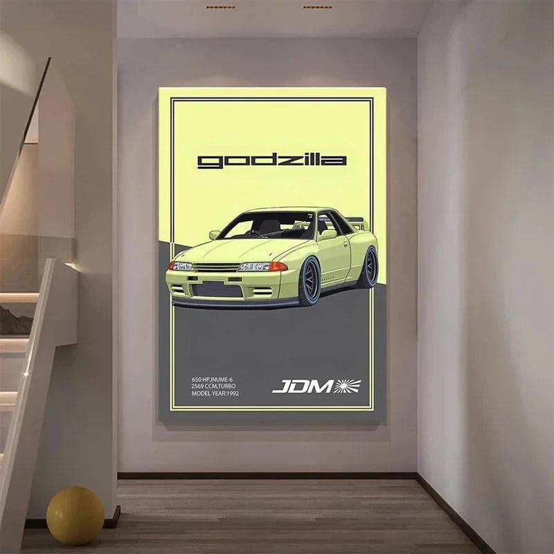 Load image into Gallery viewer, Fast and Furious GTR racing car poster - canvas wall art for boys&#39; room
