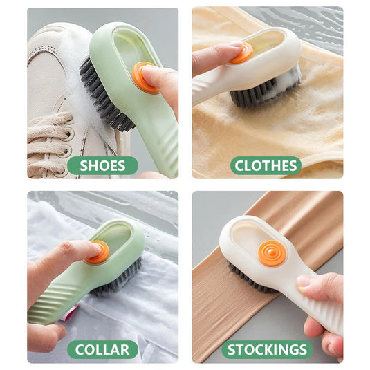 Multifunctional Soft-Bristled Cleaning Brush - Shoe and Clothes Brush with Liquid Dispenser