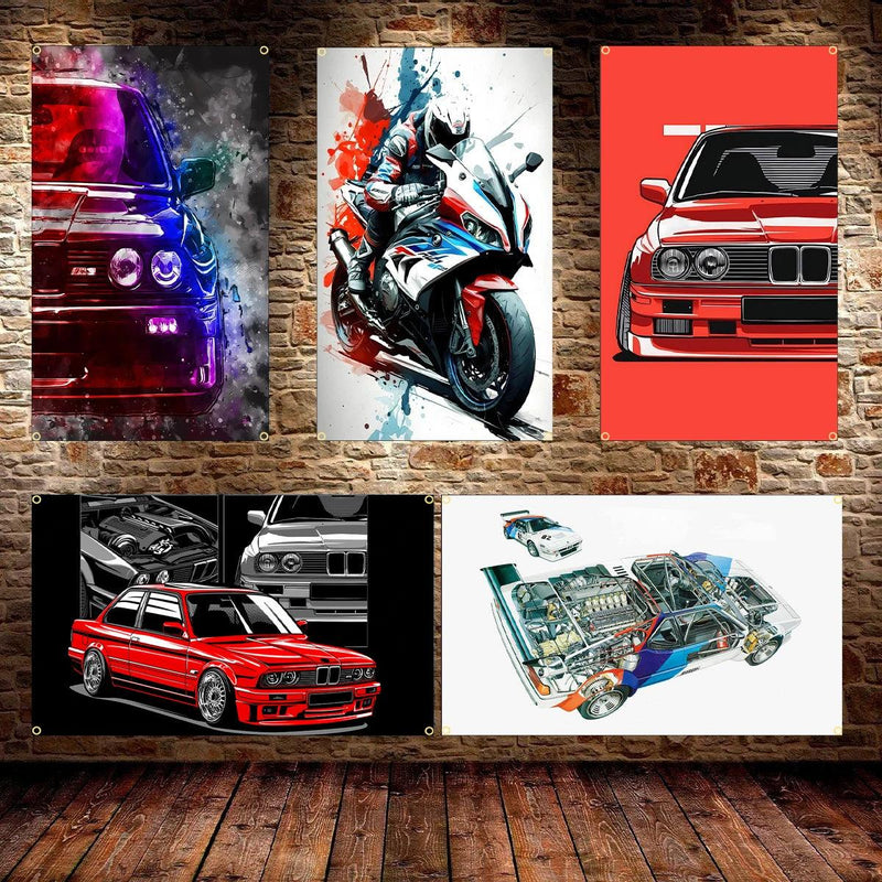 Load image into Gallery viewer, motorcycle flag - polyester racing motorbike banner for decor
