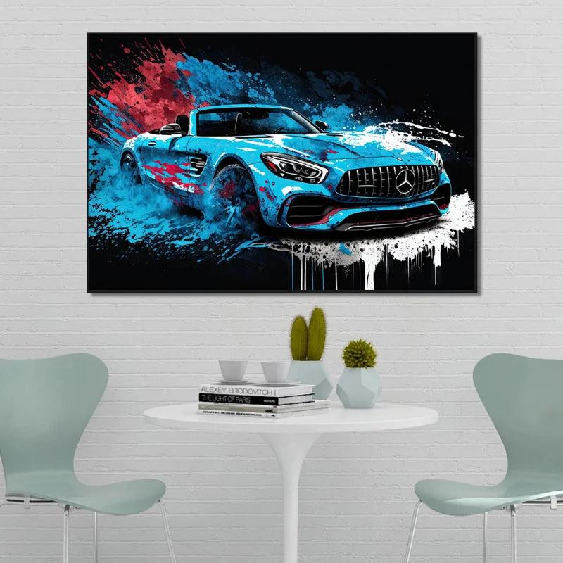 Load image into Gallery viewer, Abstract watercolor supercars poster - cool car canvas print for boys&#39; room
