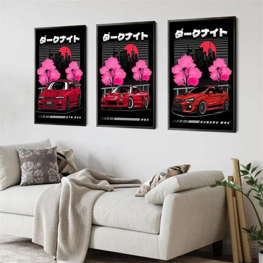 Retro Japanese classic cars poster - JDM GTR canvas print wall art