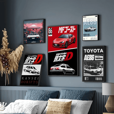 Initial D racing anime posters - waterproof paper stickers for coffee house or bar decor