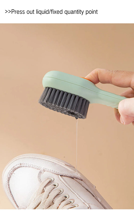 Multifunctional Soft-Bristled Cleaning Brush - Shoe and Clothes Brush with Liquid Dispenser