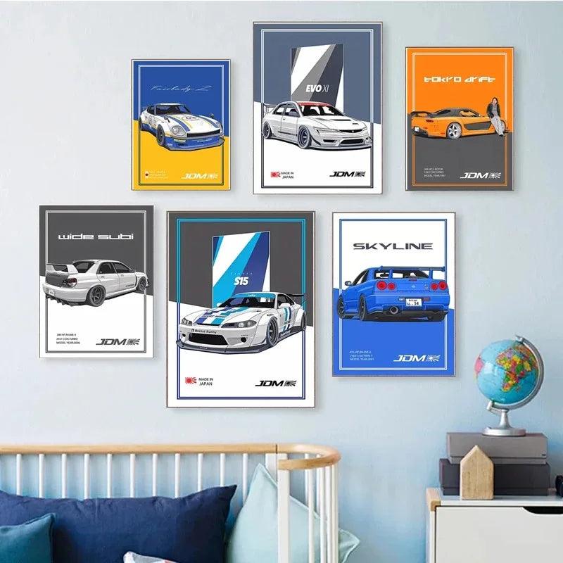 Load image into Gallery viewer, Fast and Furious GTR racing car poster - canvas wall art for boys&#39; room
