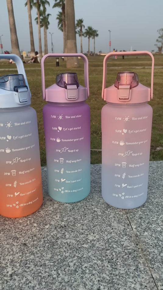 Motivational Sports Water Bottle with Time Marker - Portable and reusable for travel and gym