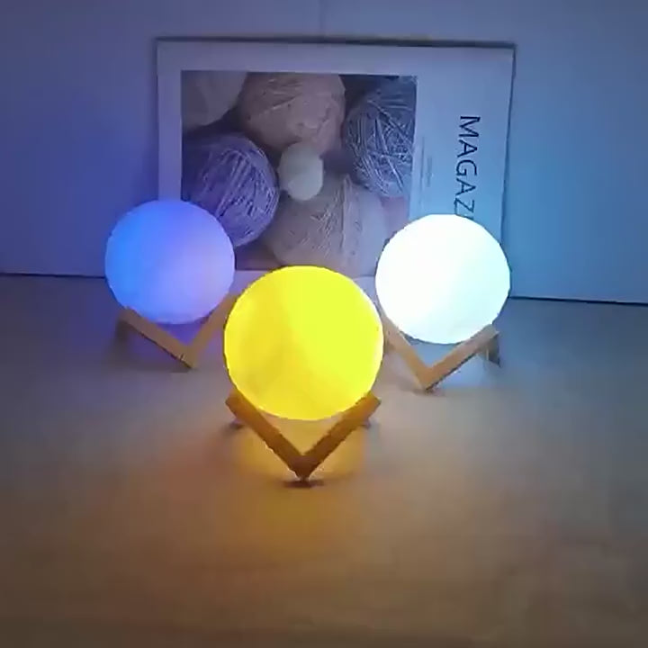 Load and play video in Gallery viewer, Moon Lamp LED Night Light with Stand - Battery Powered, Starry Lamp for Bedroom Decor, Night Lights for Kids
